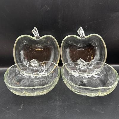 Set of 4 Clear Glass Apple-Shaped Bowls