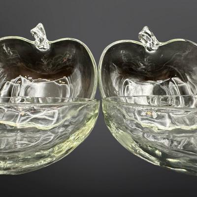 Set of 4 Clear Glass Apple-Shaped Bowls