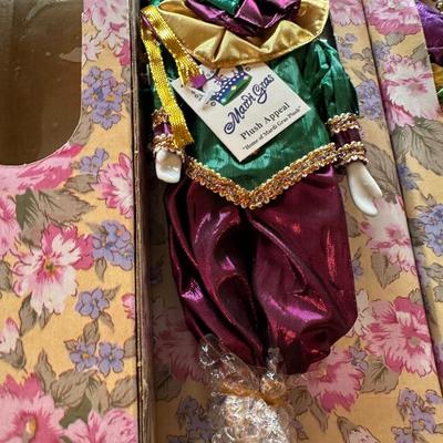 Porcelain Mardi Gras Jester Dolls in Original Boxes
