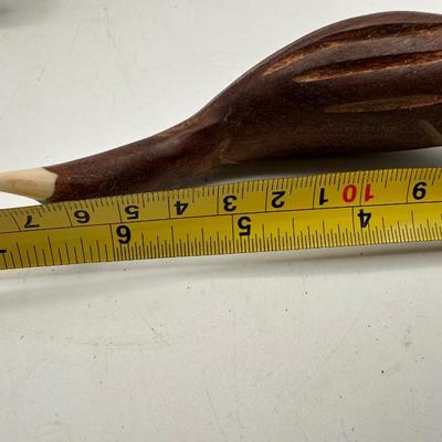 Pair of Hand-Carved Wooden Birds with Wire Legs