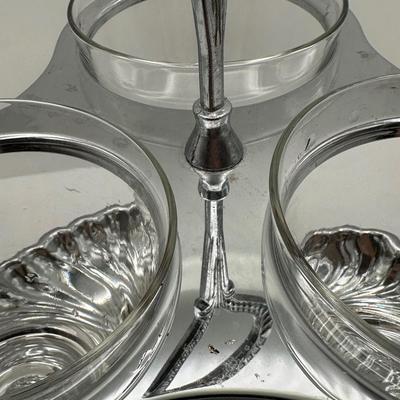 Vintage Gourmet Susan Lazy Susan Condiment Server with Glass Inserts and Recipe Booklet