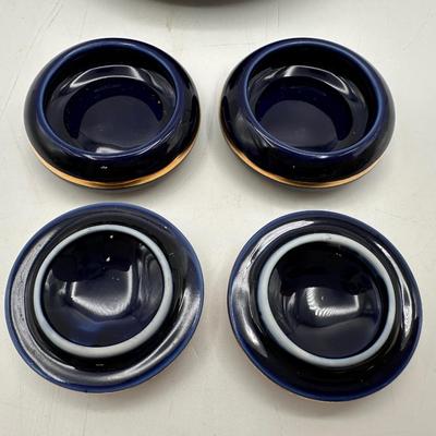 Limoges France Cobalt and Gold Porcelain Trinket Boxes