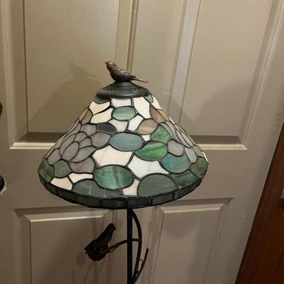 Bird Floor Lamp with Stained Glass Shade (D-MG)
