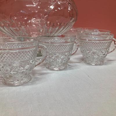 Sale Photo Thumbnail #31: Set includes punch bowl, glass ladle and 10 punch cups