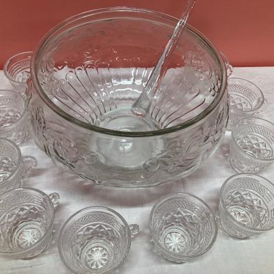 Sale Photo Thumbnail #29: Set includes punch bowl, glass ladle and 10 punch cups