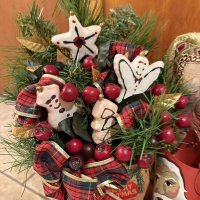 LOT 311B: Vintage Christmas Decor: Pillow, Wood Signs & More