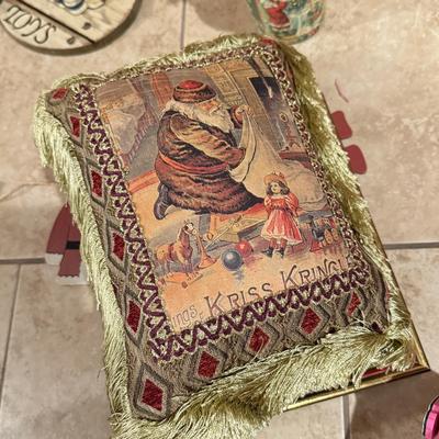 LOT 311B: Vintage Christmas Decor: Pillow, Wood Signs & More