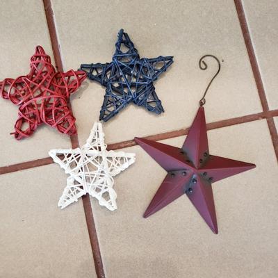 LOT 250F: Red White and Blue Decor; Candles, Gund Bear, Blanket, and So Much More
