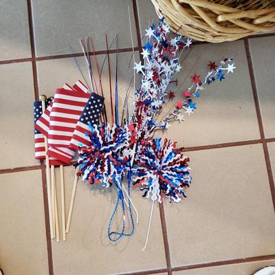 LOT 250F: Red White and Blue Decor; Candles, Gund Bear, Blanket, and So Much More