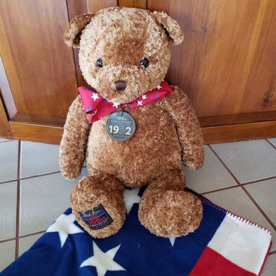 LOT 250F: Red White and Blue Decor; Candles, Gund Bear, Blanket, and So Much More
