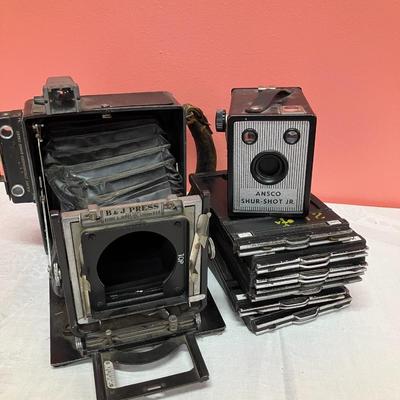 Sale Photo Thumbnail #61: 2 cameras: B&J camera set with film cartridges and 1 Ansco sure shot jr. camera