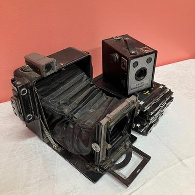 Sale Photo Thumbnail #62: 2 cameras: B&J camera set with film cartridges and 1 Ansco sure shot jr. camera
