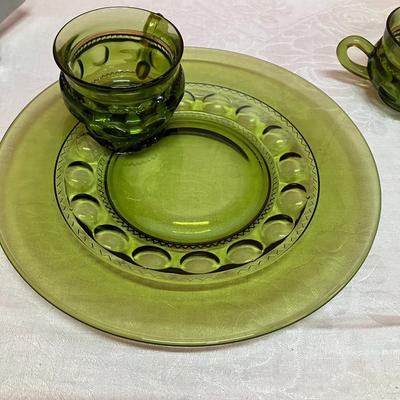 Sale Photo Thumbnail #66: Set of 12 - 10.5" plates with indention for cup, 9 cups included