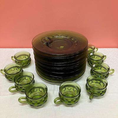 Sale Photo Thumbnail #64: Set of 12 - 10.5" plates with indention for cup, 9 cups included