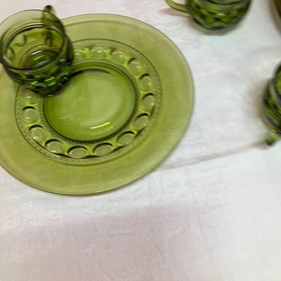 Sale Photo Thumbnail #67: Set of 12 - 10.5" plates with indention for cup, 9 cups included