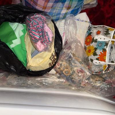Sale Photo Thumbnail #346: Magazines, tons of extra fabric scraps, large roll of drapery fabric