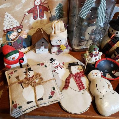 LOT 306B: Huge Collection of Snowman Themed Winter Seasonal Decor