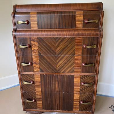 Men's vintage Art Deco "waterfall" inlay dresser