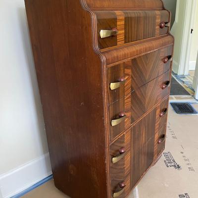 Men's vintage Art Deco "waterfall" inlay dresser