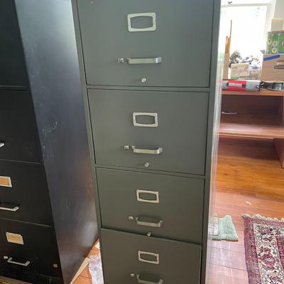 Gray 4-drawer metal filing cabinet