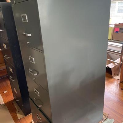 Gray 4-drawer metal filing cabinet