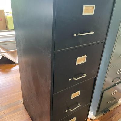 Black 4-drawer metal filing cabinet