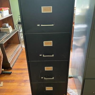 Black 4-drawer metal filing cabinet
