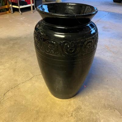Large black ceramic vase
