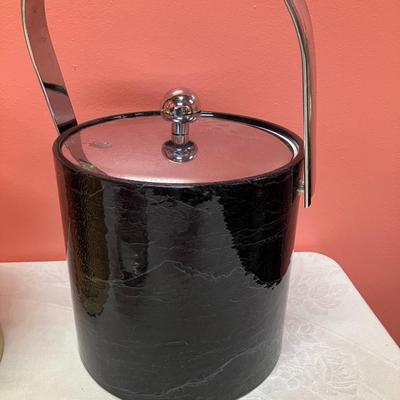 Sale Photo Thumbnail #87: Lot of 2 vintage ice buckets and 1 glass candy/cookie jar