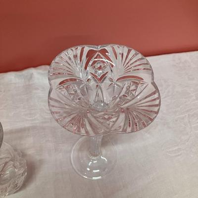 Sale Photo Thumbnail #125: Pairing of 2 cut glass vases, 6-8"