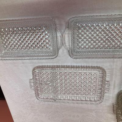 Sale Photo Thumbnail #139: Set of 8 cut glass appetizer plates and 2 serving plates, no chips/cracks