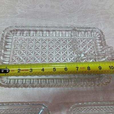 Sale Photo Thumbnail #140: Set of 8 cut glass appetizer plates and 2 serving plates, no chips/cracks