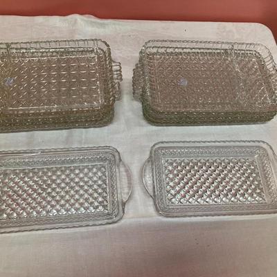Sale Photo Thumbnail #141: Set of 8 cut glass appetizer plates and 2 serving plates, no chips/cracks