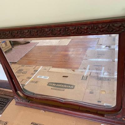 Large carved tilting dresser mirror