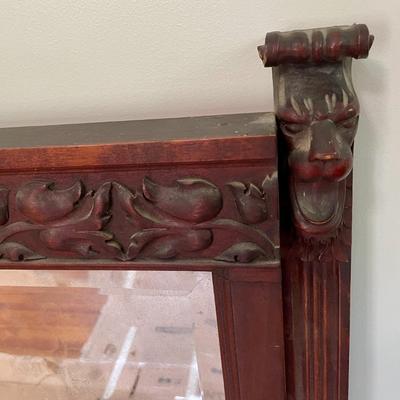 Large carved tilting dresser mirror