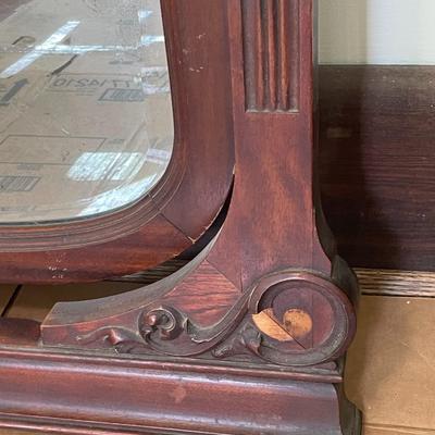 Large carved tilting dresser mirror
