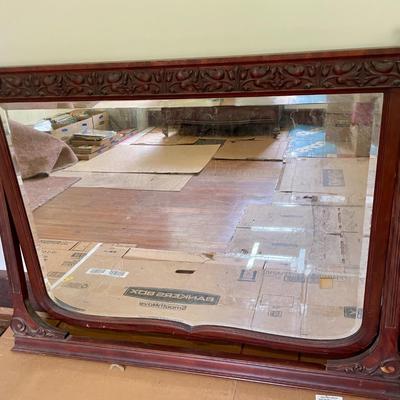 Large carved tilting dresser mirror