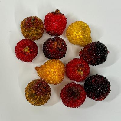 Vintage Mid Century 14 Beaded Push Pin Fruit Hand Made