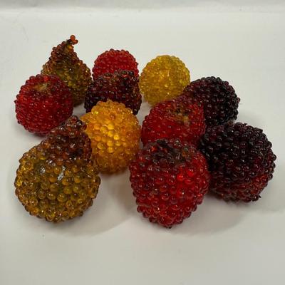 Vintage Mid Century 14 Beaded Push Pin Fruit Hand Made