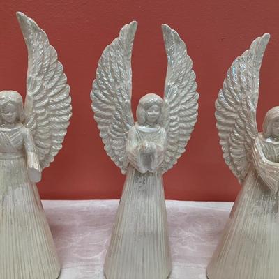 Sale Photo Thumbnail #190: set of 3 opalescent angel figurines