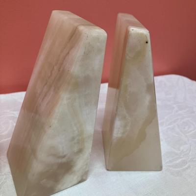 Sale Photo Thumbnail #193: Pairing of 2 sets of bookends: 1 set ceramic prayer hands, 1 set stone bookends