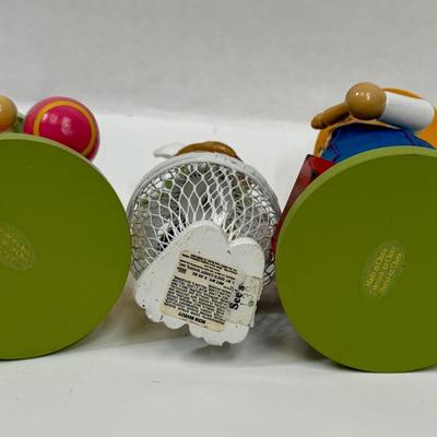 Easter Bunny Figurines Wooded Rabbit Nutcrackers and Metal Body Treat Container