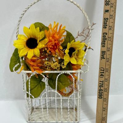 Vintage Wire Basket with Faux Flowers