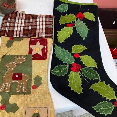 Sale Photo Thumbnail #208: Grouping of 4 stockings and a BONUS plush bear