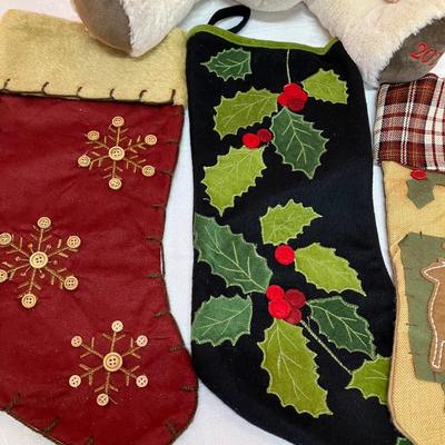 Sale Photo Thumbnail #207: Grouping of 4 stockings and a BONUS plush bear