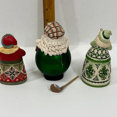 Christmas Ornament Lot Santa Clause Scottish Golfing Santa and Old World Santas