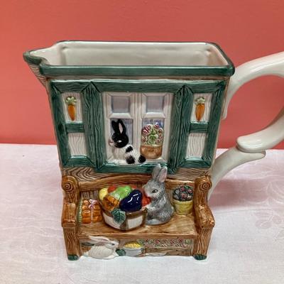 Sale Photo Thumbnail #233: Pairing of 2 Fitz & Floyd ceramic pitchers