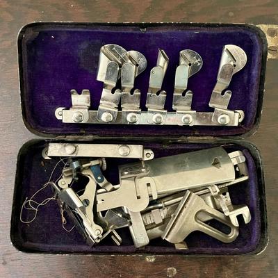 Vintage "Unique" sewing machine, cabinet & extras