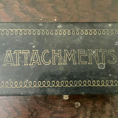 Vintage "Unique" sewing machine, cabinet & extras
