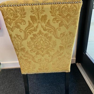 Sale Photo Thumbnail #164: 1 vintage soft yellow brocade sitting chair - no rips/stains. 39"H x 20" W x 21" D